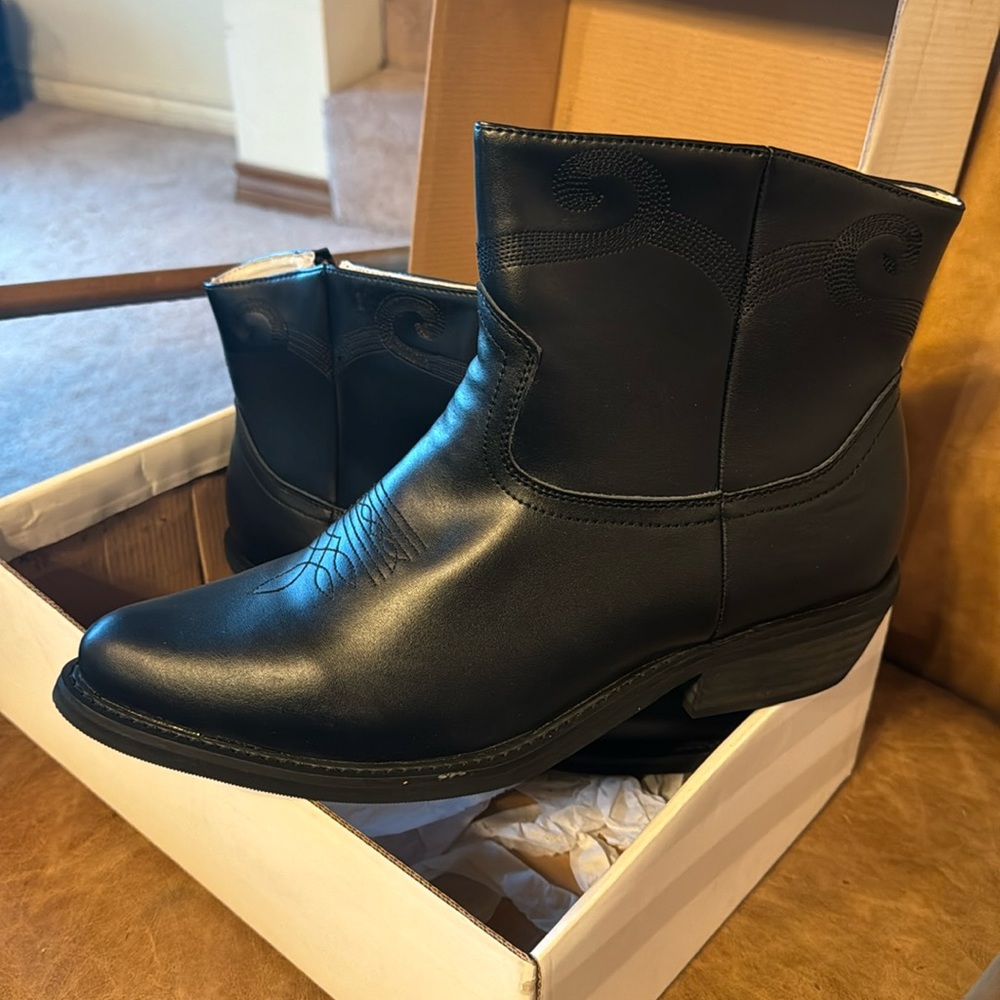 Men’s Black Saddle Tramp Leather Half western cowboy boots 13 NEW